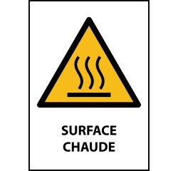Signalétique de danger - Surface chaude - W010 - ISO 7010  - PVC dos adhésif - A5