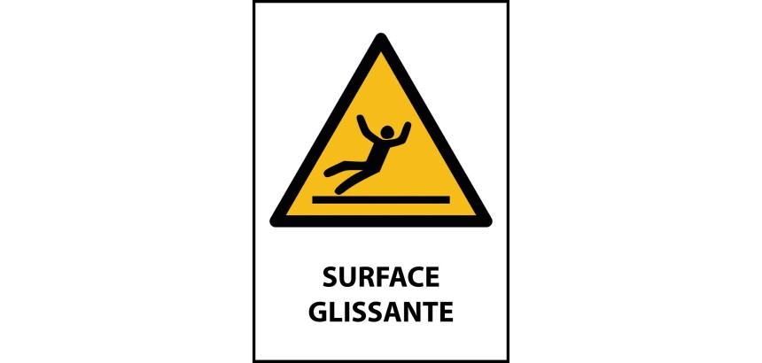 Signalétique de danger - Surface glissante - W011 - ISO 7010  - PVC 2 mm - A3