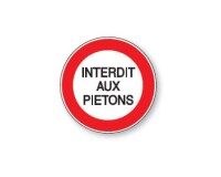 Panneau - Interdit aux piétons -  Diamètre 200 mm - Vinyle adhésif  - 200 mm - Vinyle Souple Autocollant