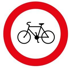 Panneau autocollant - Pictogramme Cycles interdits - B9b - ISO 7010  - 200 mm - Vinyle Souple Autocollant