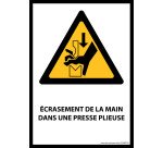 Panneau Danger - Main écrasée presse plieuse - W030  - ISO 7010  - Vinyle - A5
