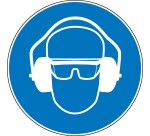 Panneau obligatoire -EPI - Protection vue et ouïe -M019 -ISO 7010