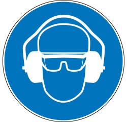 Panneau obligatoire -EPI - Protection vue et ouïe -M019 -ISO 7010