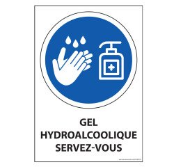 Panneau - Gel hydroalcoolique servez-vous - Vertical A5/A4  - 210 x 297 mm (A4) - Vinyle