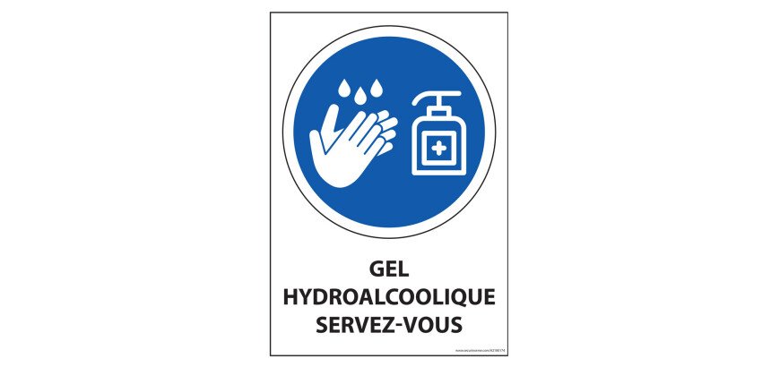 Panneau - Gel hydroalcoolique servez-vous - Vertical A5/A4  - 210 x 297 mm (A4) - PVC