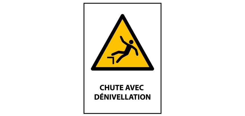 Panneau standardisé - Chute avec dénivellation - W008 - ISO 7010  - PVC 2 mm - A3