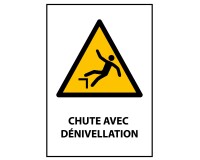 Panneau standardisé - Chute avec dénivellation - W008 - ISO 7010  - PVC dos adhésif - A5