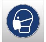 Panneau EPI obligatoire - Masque obligatoire - M016 - Norme ISO 7010  - 200 mm - Vinyle Souple Autocollant