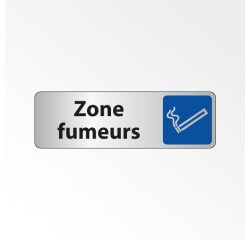 Panneau Information - Zone fumeurs avec Pictogramme Cigarette  - 150 x 47 mm - Blanc