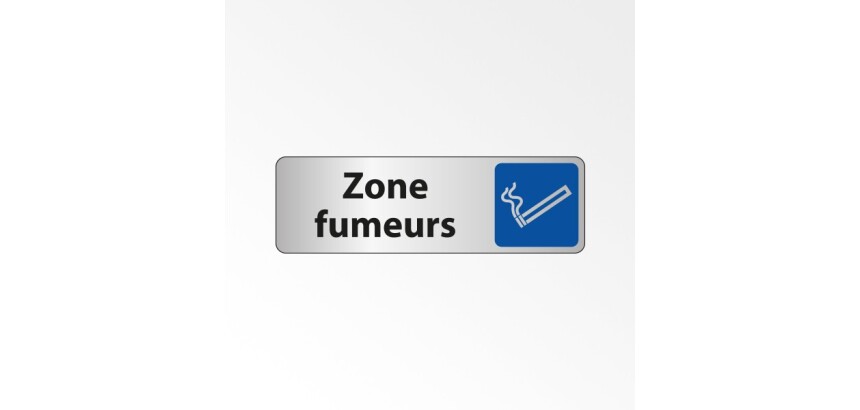 Panneau Information - Zone fumeurs avec Pictogramme Cigarette  - 150 x 47 mm - Blanc