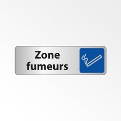 Panneau Information - Zone fumeurs avec Pictogramme Cigarette  - 250 x 80 mm - Blanc