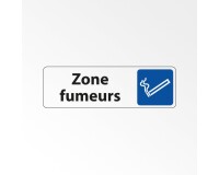 Panneau Information - Zone fumeurs avec Pictogramme Cigarette  - 250 x 80 mm - Blanc