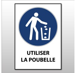 Panneau signalétique Utiliser la poubelle – M030 – Norme ISO 7010  - Vinyle Souple Autocollant - A5