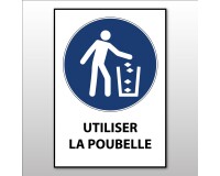 Panneau signalétique Utiliser la poubelle – M030 – Norme ISO 7010  - PVC à visser - A4