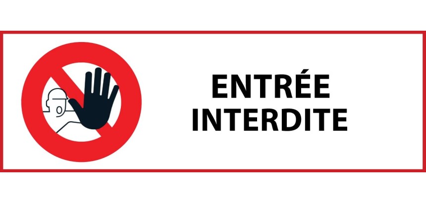 Panneau - Accès interdit aux personnes - P001 - ISO 7010  - 450 x 150 mm - PVC 2 mm