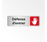 Panneau interdiction - Défense d'entrer pictogramme main levée  - 150 x 47 mm - Blanc