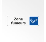 Panneau Information - Zone fumeurs avec Pictogramme Cigarette  - 150 x 47 mm - Argent