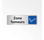 Panneau Information - Zone fumeurs avec Pictogramme Cigarette  - 250 x 80 mm - Blanc
