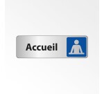 Plaque Accueil PVC / Aluminium Brossé – Signalétique  - 250 x 80 mm - Blanc