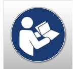 Panneau - Consulter le manuel/la notice d'instructions - M002  - 100 mm - Vinyle Souple Autocollant