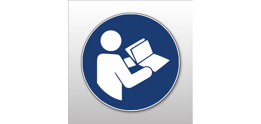 Panneau - Consulter le manuel/la notice d'instructions - M002  - 100 mm - Vinyle Souple Autocollant