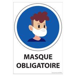 Panneau Port du masque obligatoire Young - Vertical - A4 ou A5 - A5 - Vinyle