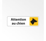 Panneau "Attention au chien" PVC ou Aluminium brossé  - 250 x 80 mm - Blanc