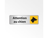 Signalétique information - Pictogramme sécurité Attention au chien   - 150 x 47 mm - Argent