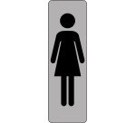 Panneau WC Femme vertical adhésif PVC ou alu brossé  - 150 x 47 mm - Argent