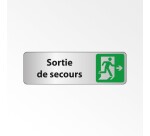 Sortie de secours à droite – Panneau adhésif PVC/alu  - 250 x 80 mm - Blanc
