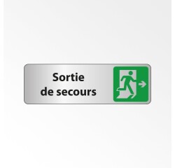 Sortie de secours à droite – Panneau adhésif PVC/alu