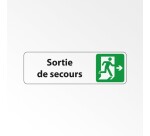 Sortie de secours à droite – Panneau adhésif PVC/alu  - 250 x 80 mm - Blanc