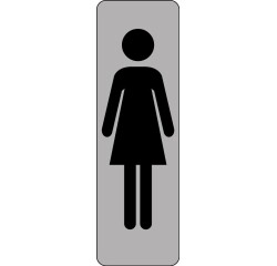 Panneau WC Femme vertical adhésif PVC ou alu brossé  - 150 x 47 mm - Blanc