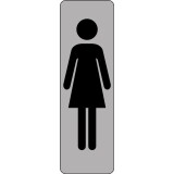 Panneau Signalétique - Silhouette Femme WC - Adhésif  - 150 x 47 mm - Argent