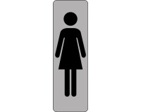 Pictogramme adhésif – Silhouette femme WC – Usage professionnel  - 150 x 47 mm - Argent