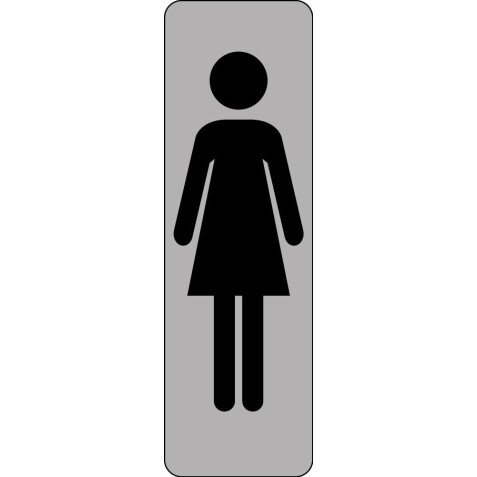 Pictogramme adhésif – Silhouette femme WC – Usage professionnel  - 150 x 47 mm - Argent