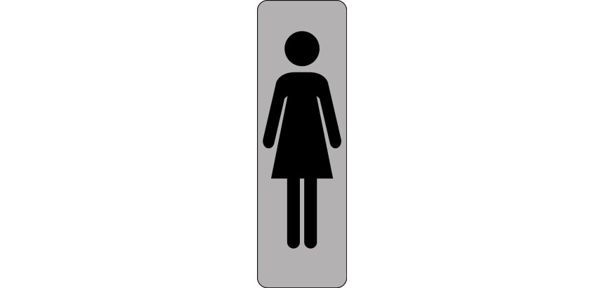 Panneau WC Femme vertical adhésif PVC ou alu brossé  - 250 x 80 mm - Argent