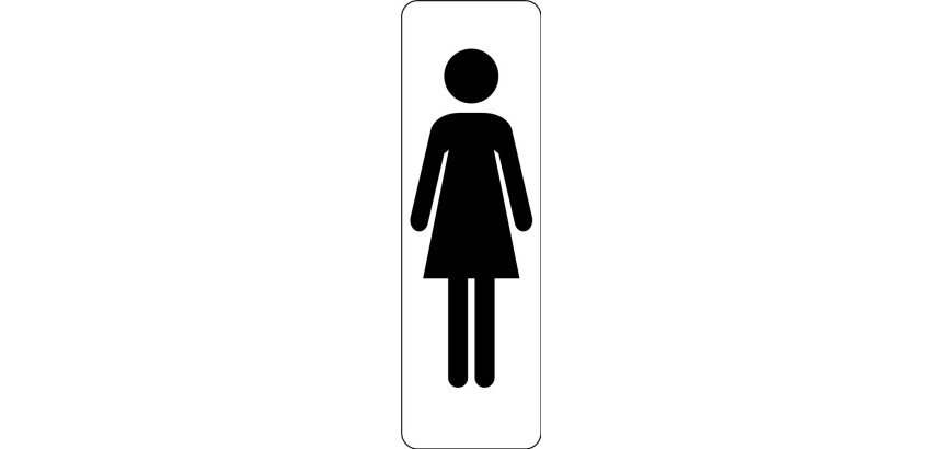 Panneau WC Femme vertical adhésif PVC ou alu brossé  - 250 x 80 mm - Blanc