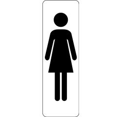 Pictogramme adhésif – Silhouette femme WC – Usage professionnel  - 250 x 80 mm - Blanc