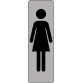 Pictogramme adhésif – Silhouette femme WC – Usage professionnel  - 250 x 80 mm - Argent