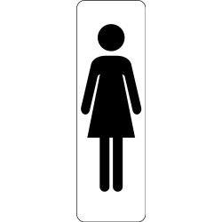 Pictogramme adhésif – Silhouette femme WC – Usage professionnel  - 150 x 47 mm - Blanc