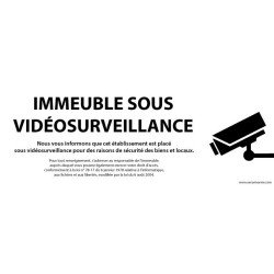 Panneau Information - Immeuble sous Vidéosurveillance  - 210 x 75 mm - Vinyle