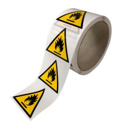Rouleau d'Etiquettes de Danger - Matières inflammables - W021   - 100 mm