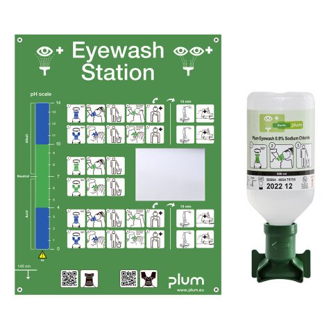 Station de Rinçage des Yeux avec Solution Saline - PLUM -1 ou 2 flacons de 500mL