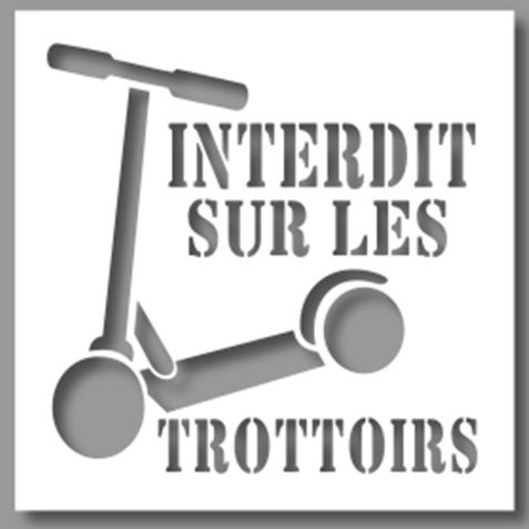 Pochoir - Trottinette interdite - 600 x 600 mm - PVC