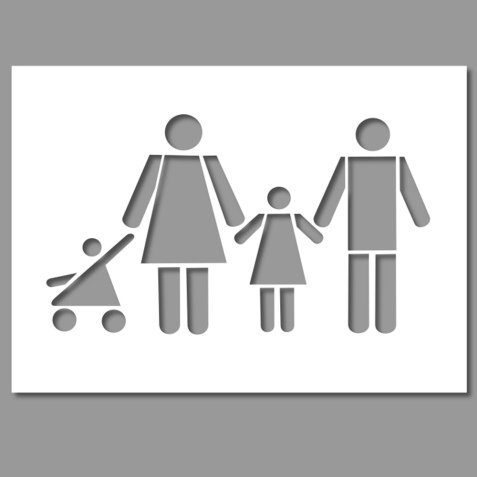 Pochoir - Famille avec poussette - PVC Souple