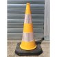Cône de signalisation lesté - Jaune avec 2 bandes rétro réfléchissantes - K5a - Classe 2
