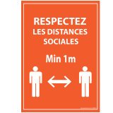 Panneau Respectez les distances - Orange A5-A4 - autocollant ou panneau