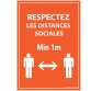 Panneau Respectez les distances - Orange A5-A4 - autocollant ou panneau