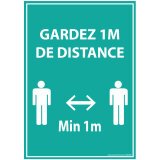 Panneau Gardez 1m de distance - bleu A5-A4 - autocollant ou panneau